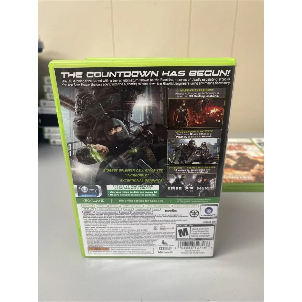 Tom Clancy's Splinter Cell: Blacklist (Microsoft Xbox 360, 2013) No Manual